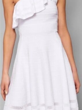Ted Baker White One-Shoulder Ruffle Fit-and-Flare Dress